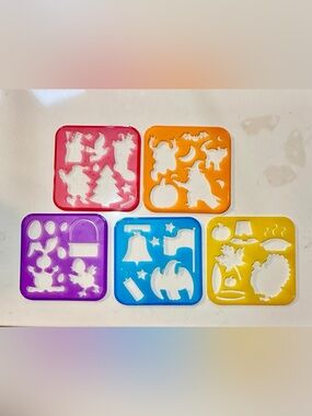 Tupperware Tuppertoys Plastic Holiday Stencils Set of 5 New Christmas Halloween